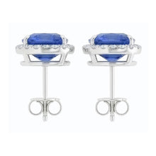 6.80 Carats Sapphire And IGI CERTIFIED Diamonds Lady Studs Earring White Gold 14K