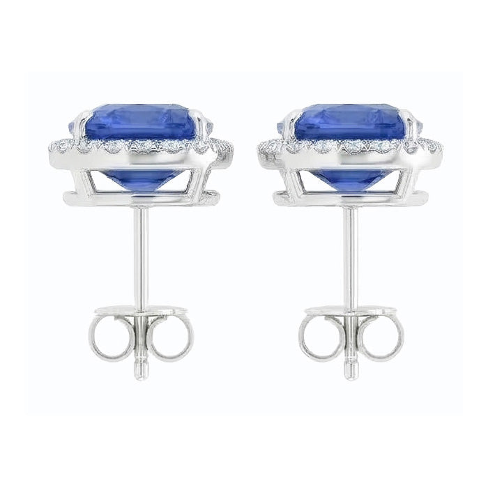 6.80 Carats Sapphire And IGI CERTIFIED Diamonds Lady Studs Earring White Gold 14K