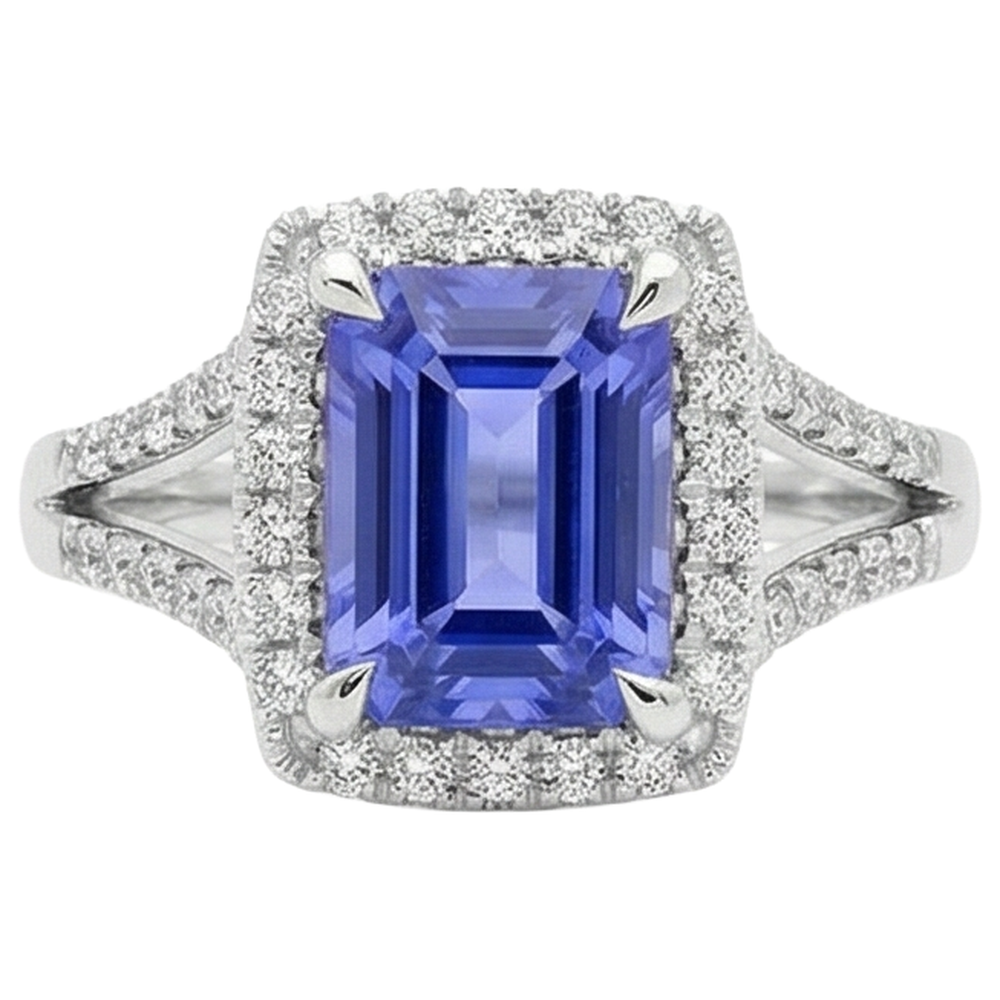 natural round tanzanite 6.85ct ring side angle