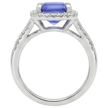 natural round tanzanite 6.85ct ring profile view