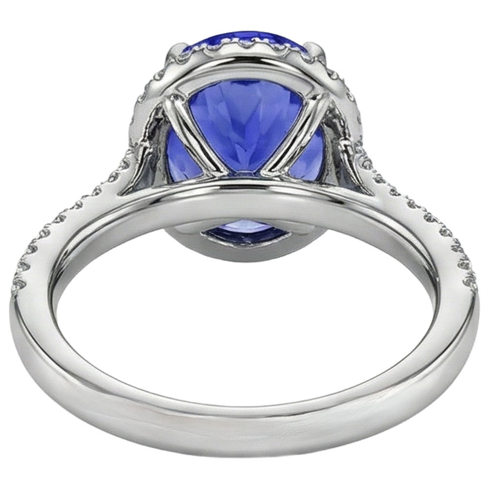 natural round tanzanite 6.85ct ring with diamond accents