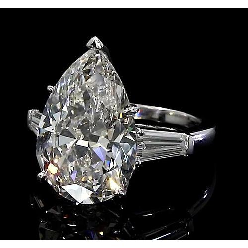 6 Carat Big Pear Baguette Diamond Three Stone Ring Jewelry New