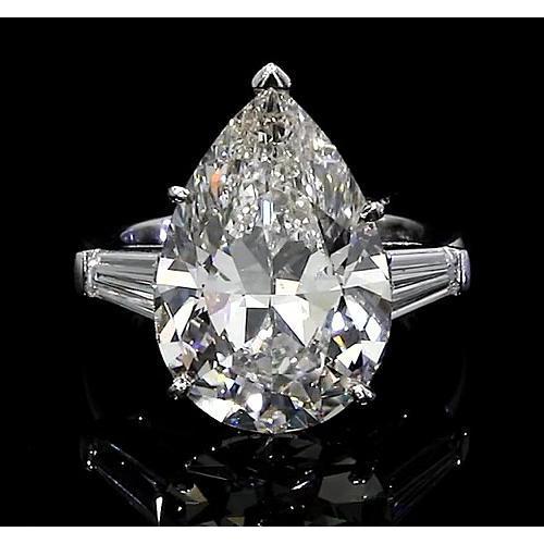 6 Carat Big Pear Baguette Diamond Three Stone Ring Jewelry New