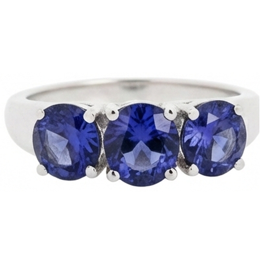 6 Carat Blue Tanzanite Ring White Gold 3 Stone Gemstones New