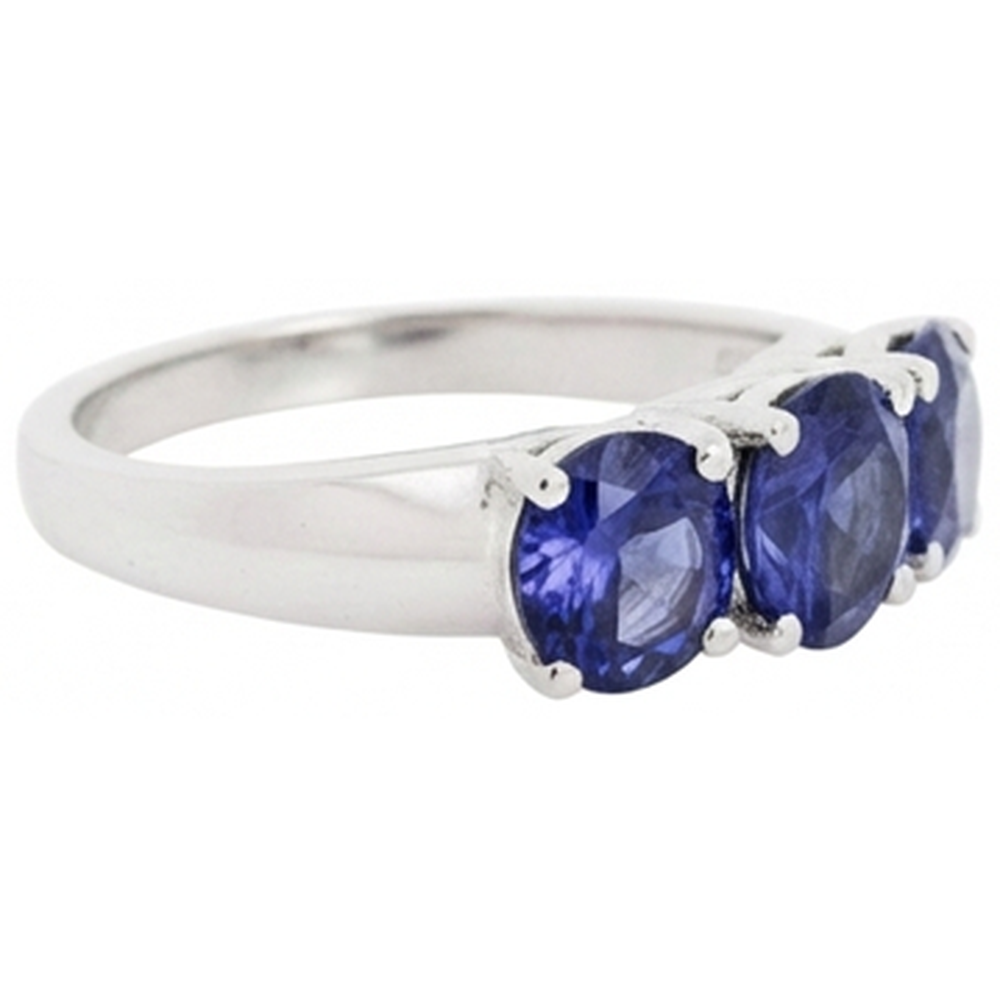 6 Carat Blue Tanzanite Ring White Gold 3 Stone Gemstones New
