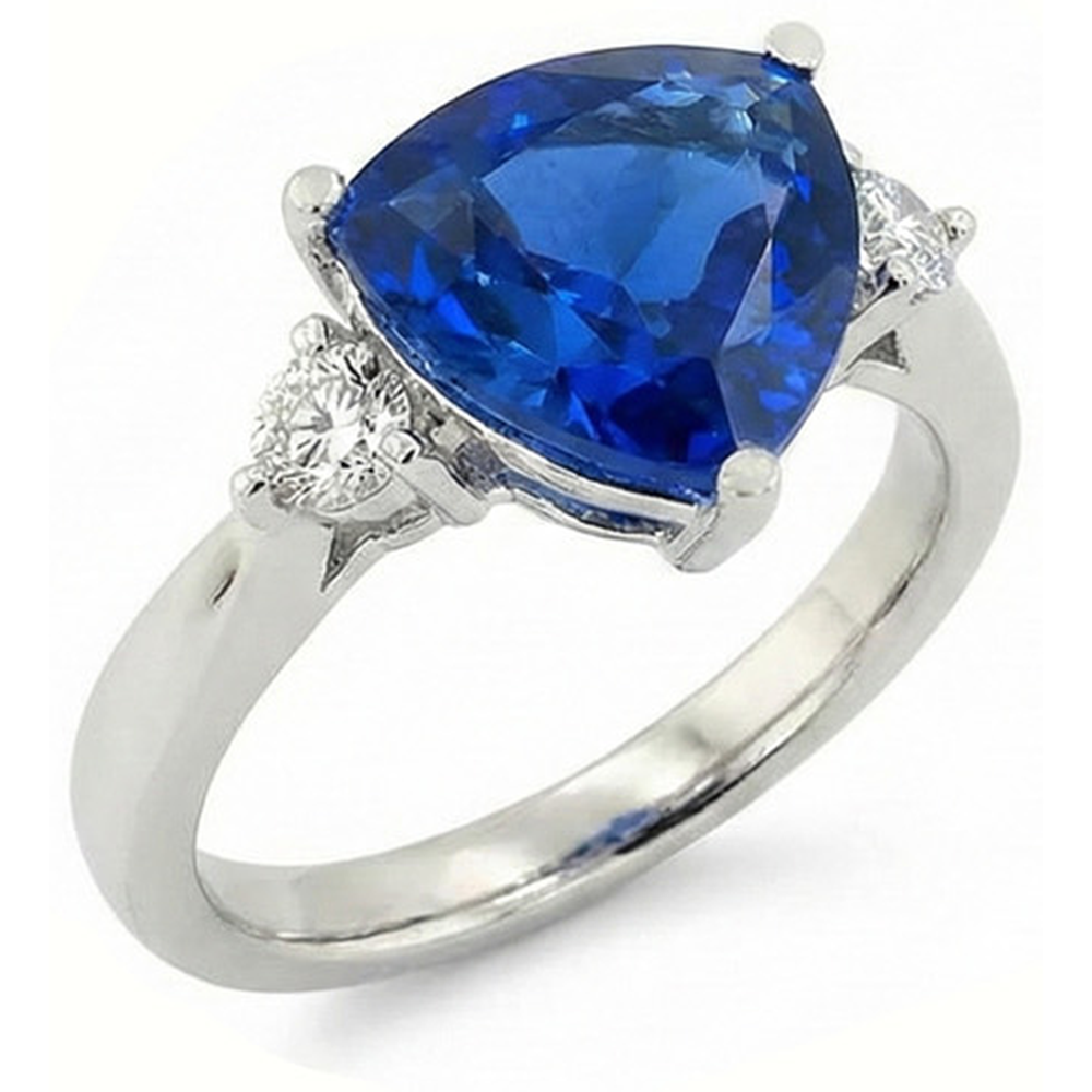 6 Carat Blue Trillion Sapphire Engagement Ring