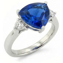 6 Carat Blue Trillion Sapphire Engagement Ring
