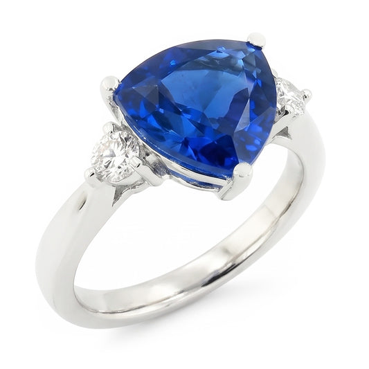 6 Carat Blue Trillion Sapphire Engagement Ring