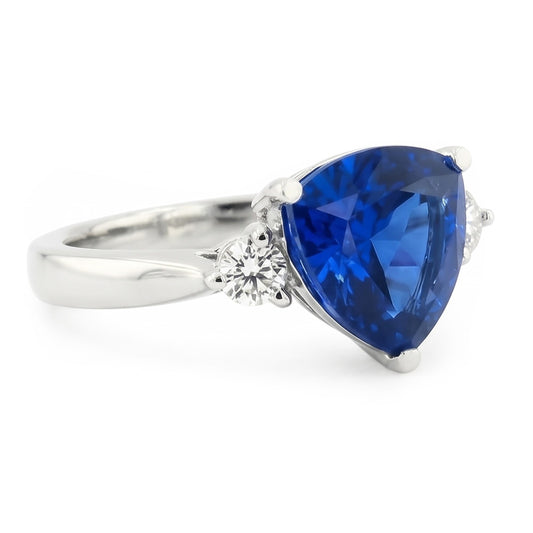 6 Carat Blue Trillion Sapphire Engagement Ring