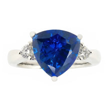6 Carat Blue Trillion Sapphire Engagement Ring