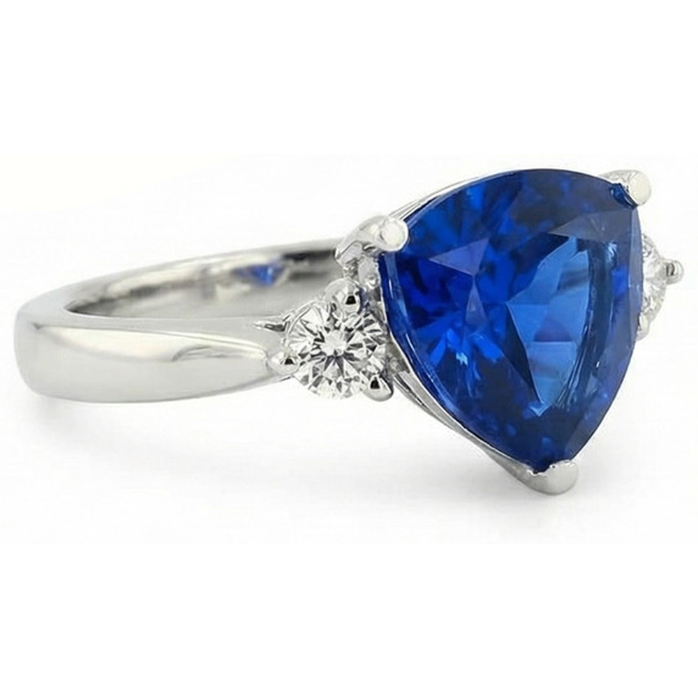 6 Carat Blue Trillion Sapphire Engagement Ring