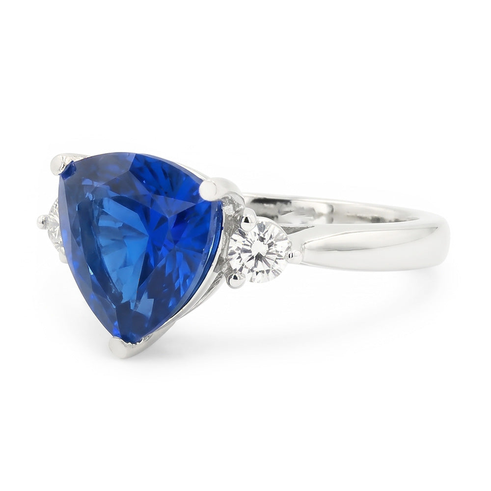 6 Carat Blue Trillion Sapphire Engagement Ring