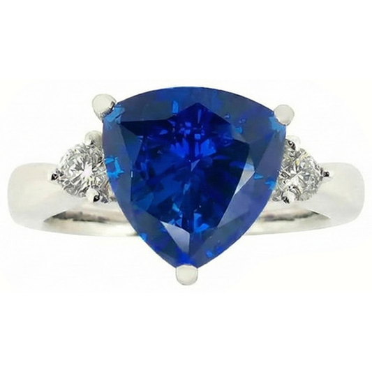 6 Carat Blue Trillion Sapphire Engagement Ring