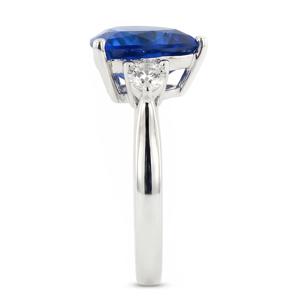 6 Carat Blue Trillion Sapphire Engagement Ring