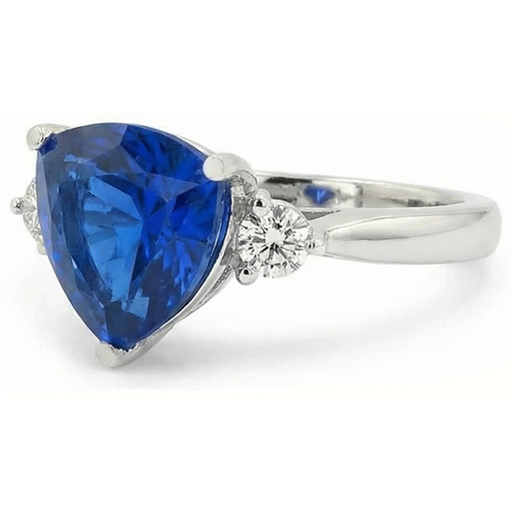 6 Carat Blue Trillion Sapphire Engagement Ring
