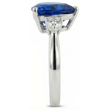 6 Carat Blue Trillion Sapphire Engagement Ring