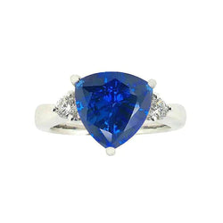 6 Carat Blue Trillion Sapphire Engagement Ring