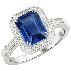 Natural Sapphire Ring 6ct - White Gold 14K