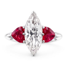 6 Carat Marquise Real Natural Earth Mined Diamond Ring With Rubies