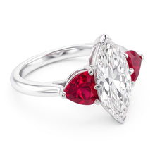 6 Carat Marquise Real Natural Earth Mined Diamond Ring With Rubies
