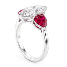 6 Carat Marquise Real Natural Earth Mined Diamond Ring With Rubies
