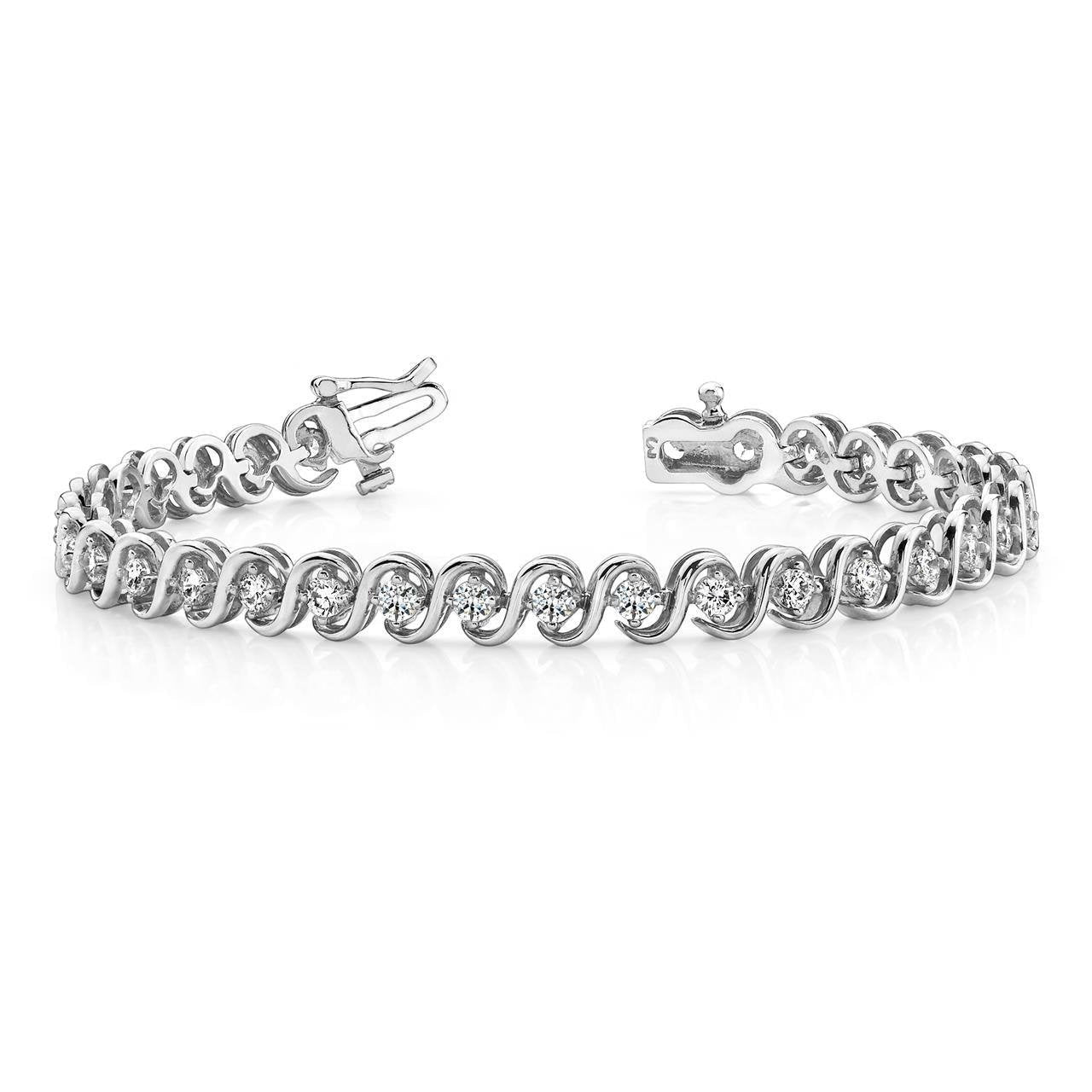 6 Carat Prong Set Round Real Diamond S Style Tennis Bracelet Gold White