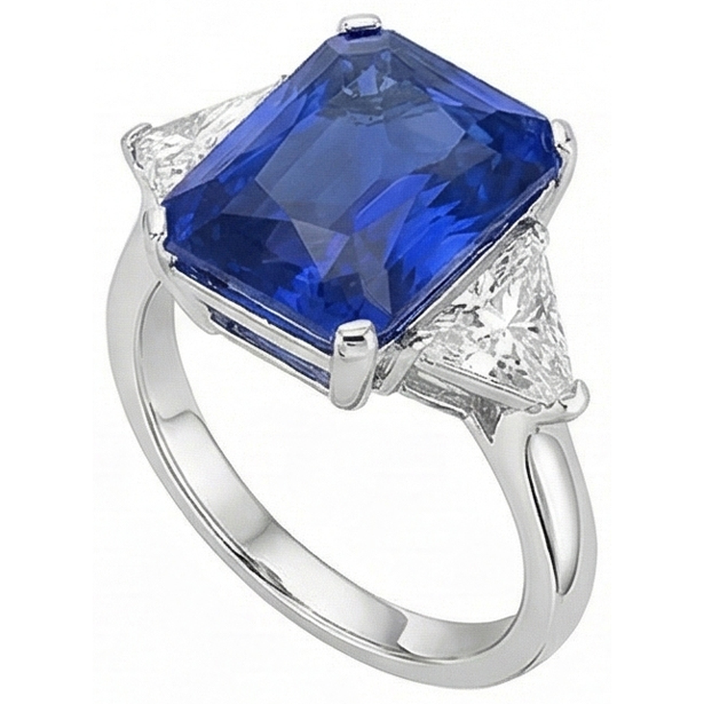 6 Carat Radiant Sapphire Stone Ring