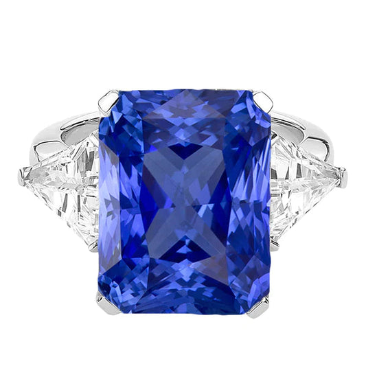 6 Carat Radiant Sapphire Stone Ring