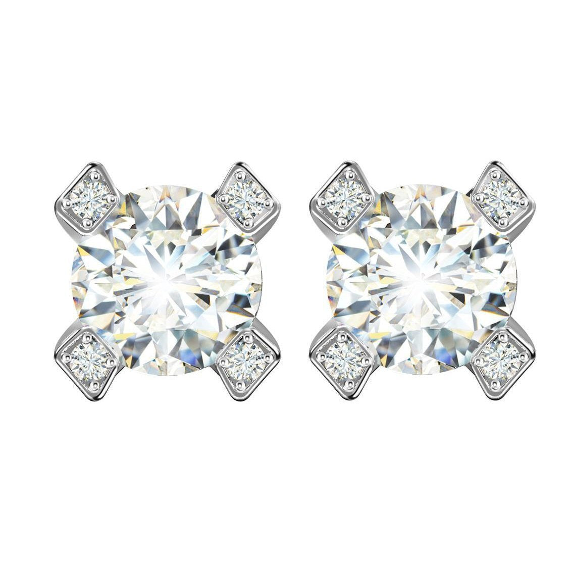 6 Carats Big Round Natural Diamond Stud Earring Sparkling