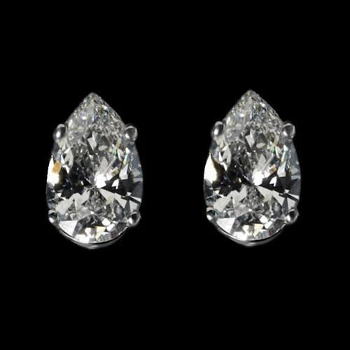 6 Carats G Si1 Pear Cut Real Diamonds White Gold Stud Earrings New