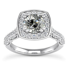 6 Carats Halo Ring With Accents Round Old Miner Real Diamonds Milgrain