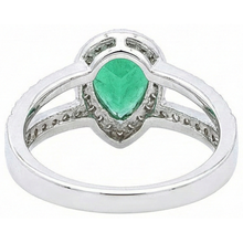 6 Carats Pear Green Emerald With Natural Earth Mined Diamond Wedding Ring White Gold 14K