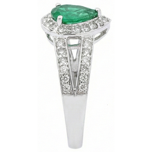6 Carats Pear Green Emerald With Natural Earth Mined Diamond Wedding Ring White Gold 14K