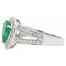 6 Carats Pear Green Emerald With Natural Earth Mined Diamond Wedding Ring White Gold 14K