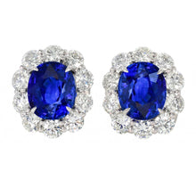 6 Carats Prong Set Ceylon Sapphire Stud Earrings White Gold 14K