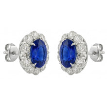 6 Carats Prong Set Ceylon Sapphire Stud Earrings White Gold 14K