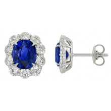 6 Carats Prong Set Ceylon Sapphire Stud Earrings White Gold 14K