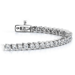 6 Carats Prong Set Round Cut Real Diamond Tennis Bracelet White Gold 14K