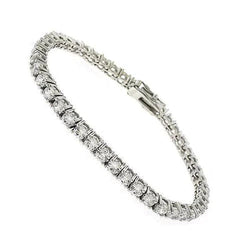 6 Carats Prong Set Round Cut Real Diamond Tennis Bracelet White Gold 14K