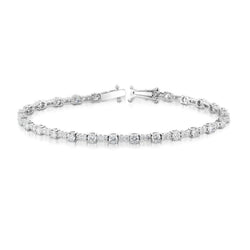 6 Carats Prong Set Round Cut Real Diamond Tennis Bracelet White Gold 14K