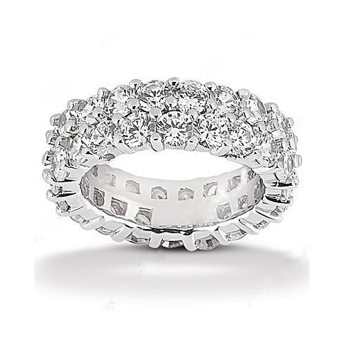 6 Carats Real Diamond Double Row White  Wedding Band