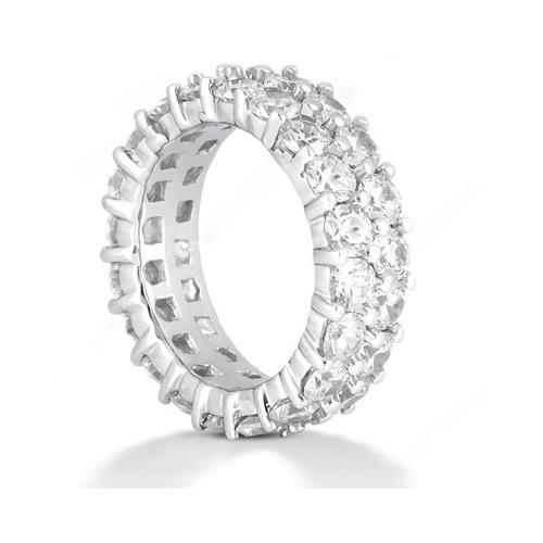 6 Carats Real Diamond Double Row White Gold Eternity Wedding Band