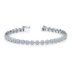 6 Carats Real Round Brilliant Cut Diamonds Ladies Bracelet WG 14K