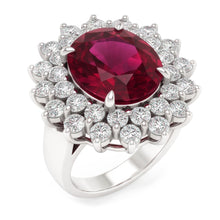 6 Carats Red Oval Cut Tourmaline And Natural Earth Mined Diamond Anniversary Ring