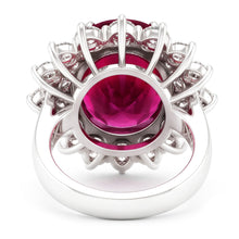 6 Carats Red Oval Cut Tourmaline And Natural Earth Mined Diamond Anniversary Ring