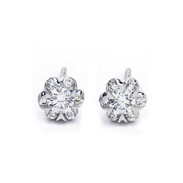 6 Carats Round Cut Diamonds Genuine Women Stud Earrings White Gold 14K