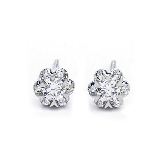 6 Carats Round Cut Diamonds Genuine Women Stud Earrings White Gold 14K