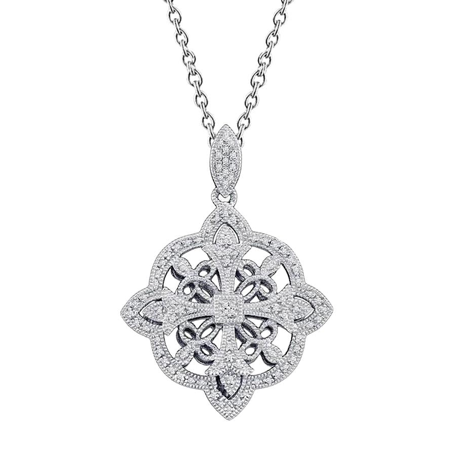 6 Carats Round Cut Natural Diamonds Pendant Necklace White Gold 14K