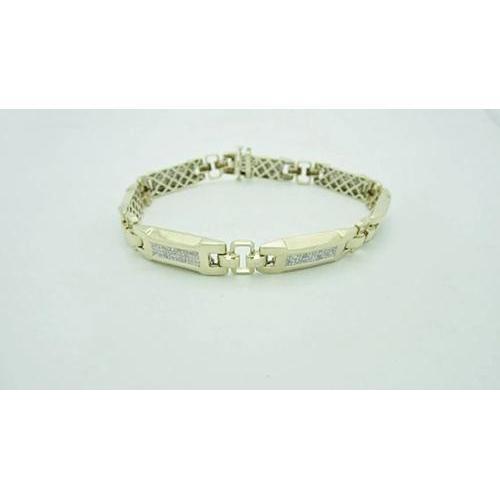 6 Carats Round Cut Real Diamonds Men's Bracelet Yellow Gold 14K