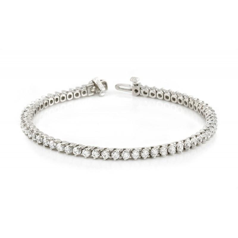 6 Carats Round Genuine Diamonds Tennis Bracelet White Gold 14K 
